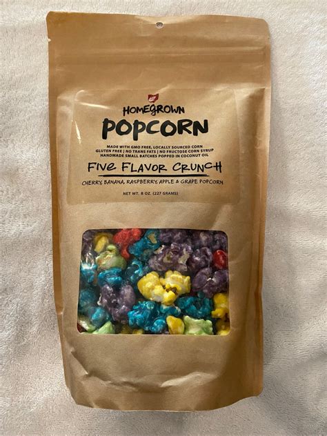 Homegrown Gourmet Five Flavor Crunch Popcorn 8oz Ron The Snack Guy