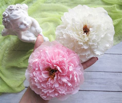Pink Peony Flower Hair Comb Large Peony Hair Clip For Garden Etsy