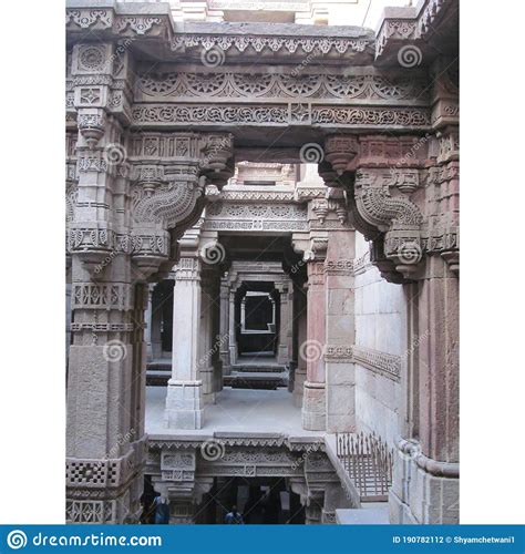 Historical Adalaj Step Well Near Ahmedabad Amazing Art Stock Photo