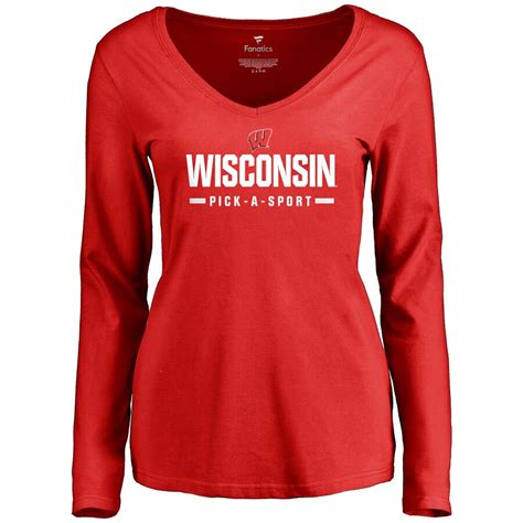 wisconsin badgers women s custom sport wordmark long sleeve t shirt red