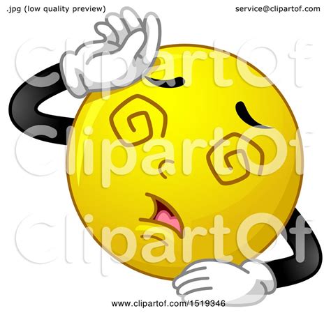 Clipart Of A Yellow Smiley Emoji Fainting Royalty Free Vector