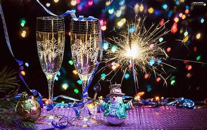 Glasses Rok Champagne Wallpapers Sparklers Nový Eve
