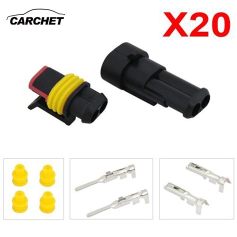 Carchet 20 Kit 2pin Way Amp Super Seal Waterproof Electrical Wire