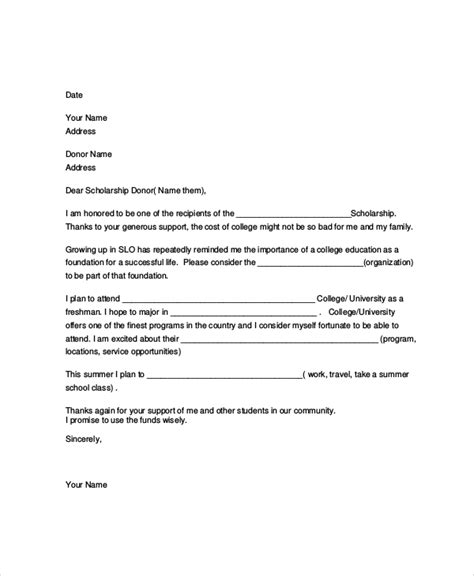 Free 13 Scholarship Thank You Letter Samples In Pdf Ms Word