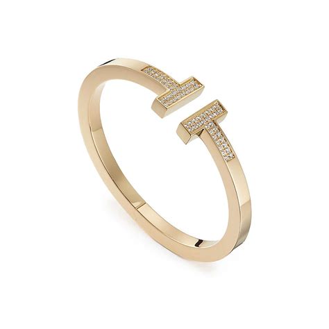 Tiffany T Square Bracelet In 18k Gold With Pavé Diamonds Medium