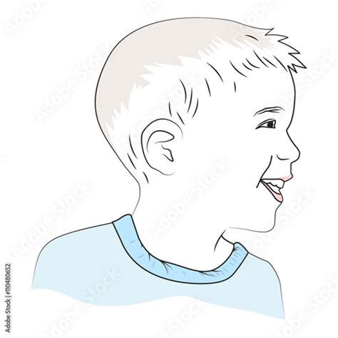 Boy Smile Illustration Vector Boy Smile Illustration Line Draw Side