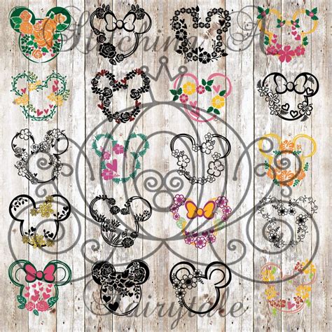 Mickey Minnie Floral Flowers Svg Png Eps Dxf Cut File Shirt Etsy