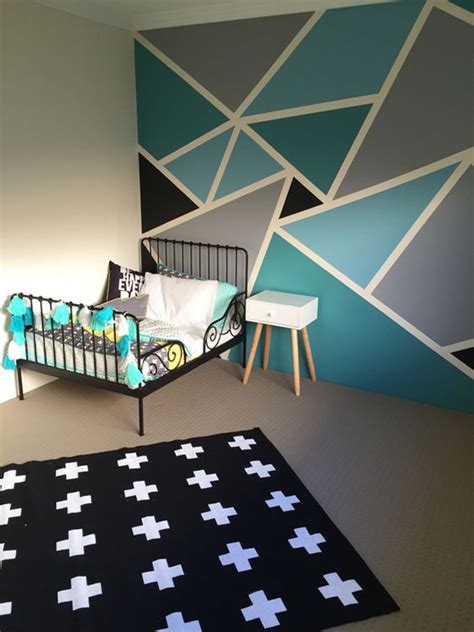 20 Awesome Geometric Walls With Vibrant Colors Homemydesign