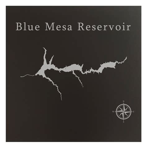 Blue Mesa Reservoir Map 12x12 Black Metal Wall Art Office Decor T