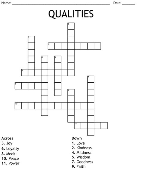 Qualities Crossword Wordmint