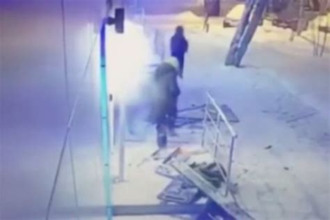 guy fawkes tries to use huge balloon to blow up cashpoint but ends up fleeing empty handed