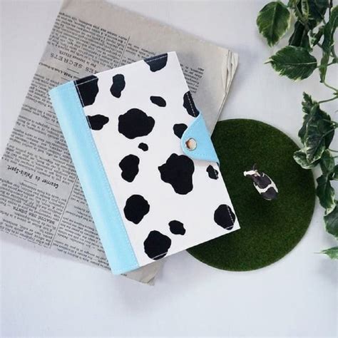 Cow Pattern Blue Notebook Cover A6size A5size B6size 設計館 Funnygoods