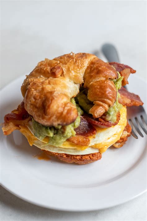 Egg White Patty Croissant Breakfast Sandwiches Good Food Made Simple