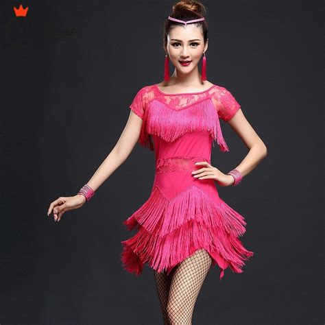Latin Dance Dress Girls Adult Modern Ballroom Tassel Fringe Salsa Tango Costume Compitition