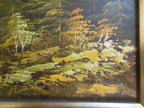 Mountain River And Forest Landscape Oil Painting Signed