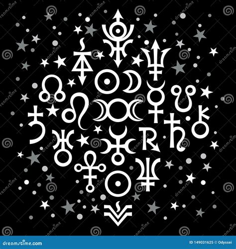Chiron Astrological Symbol And Hand Drawn Lettering Black Vector