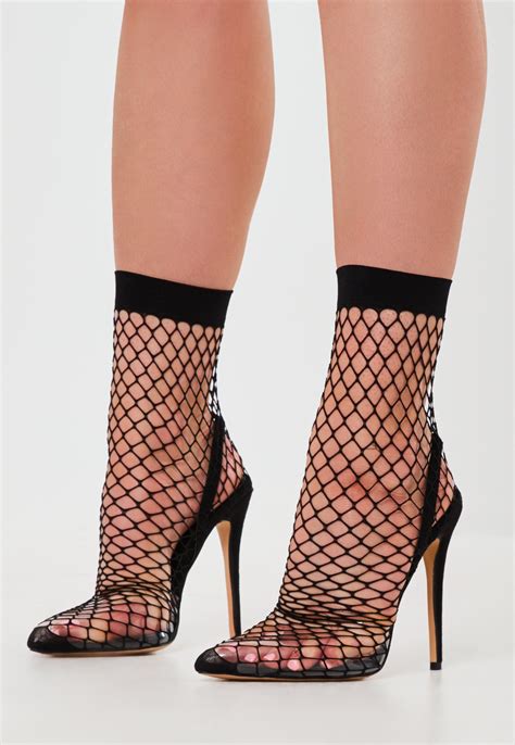 Black Fishnet Pointed Toe Heels | Missguided