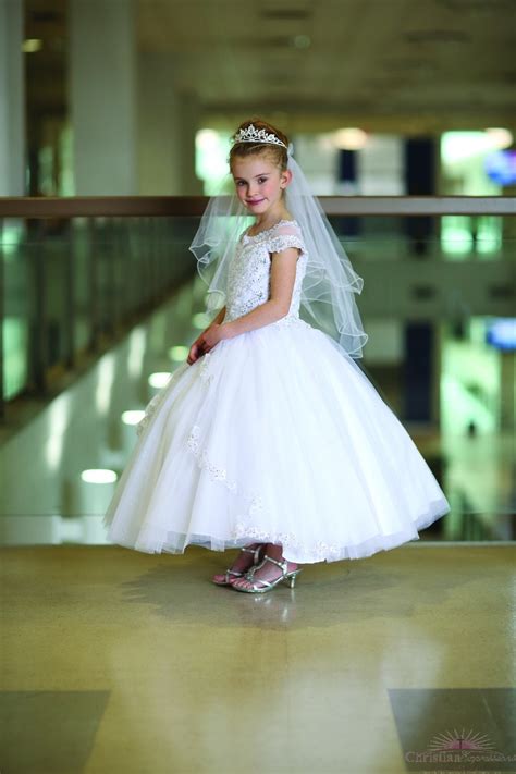 Beautiful Satin And Tulle First Communion Dress With Split Apron Skirt
