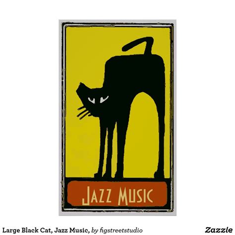 Large Black Cat Jazz Music Poster Cat Posters Jazz