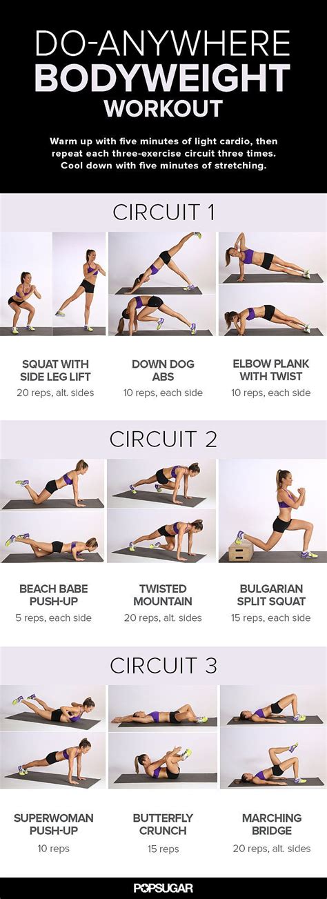 Minute Do Anywhere Bodyweight Circuit Fitness Weights Workout For