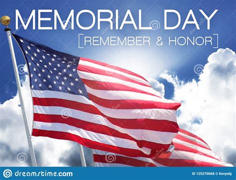 Memorial Day Flag Sky Rememberance And Honor Dignity Stock Photo