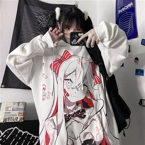 🖤buy 1 2d Anime Girl Oversized Hoodie