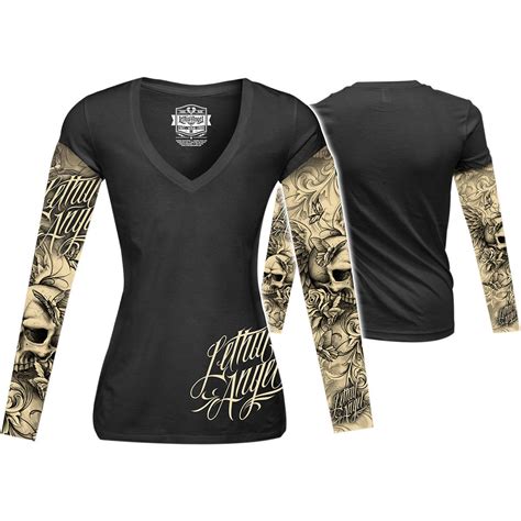 Lethal Threat Womens Skull And Tattoo Long Sleeve Shirt Shirts