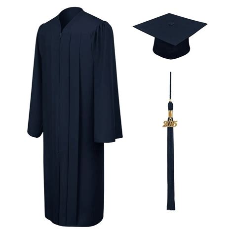Matte Navy Blue High School Graduation Cap And Gown Graduation Cap