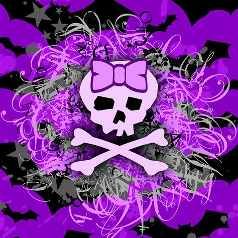 Purple Girly Skull Digital Art By Roseanne Jones
