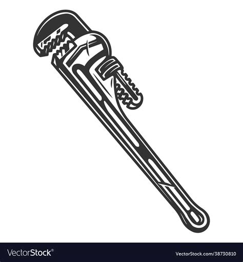 Vintage Monochrome Pipe Wrench Template Royalty Free Vector