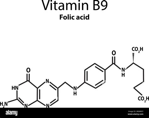 Vitamina B9 Ácido Fólico Fórmula Química Molecular Infografías
