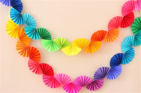 Rainbow Paper Fan Garland Diy Paper Decorations Diy Diy Party