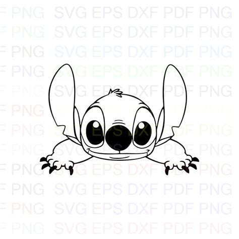 Stitch Peeking Lilo And Stitch Outline Svg Stitch Silhouette Etsy