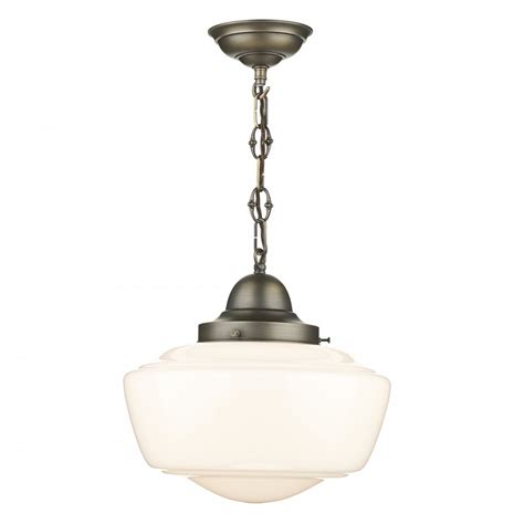 Nostalgic Schoolhouse Ceiling Pendant Light With Opal Glass Shade