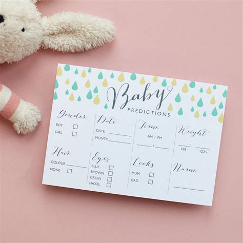 If you're throwing a baby shower, there's bound to be lots of speculation about the new baby. Baby Shower Prediction Cards Pack Of Eight By The Joy Of Memories | notonthehighstreet.com