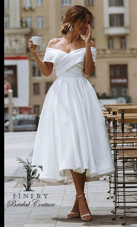 Midi Tea Length Wedding Dress Informal Wedding Dress Satin Etsy