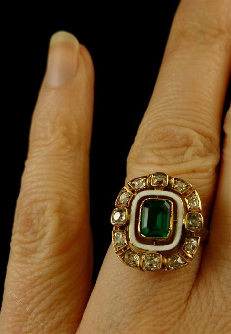 Antiques Atlas Victorian Emerald And Diamond Ring Circa 1880