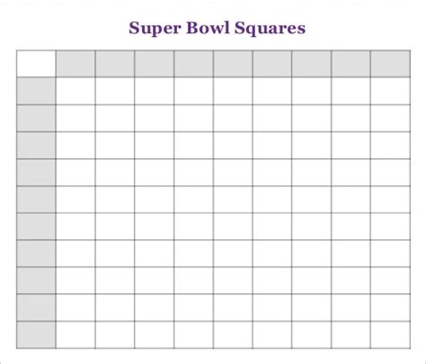 Super Bowl Squares Template 2021 Printable Football Squares Etsy 1