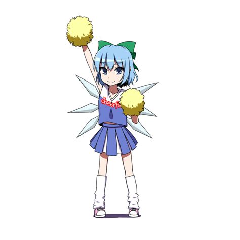 Safebooru Blue Eyes Blue Hair Cheerleader Cirno Midriff Pom Poms