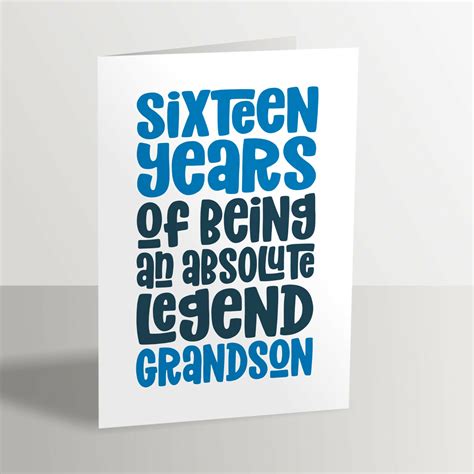 Grandson 16th Birthday Card For Grandson 16 Years Old Absolute Legend