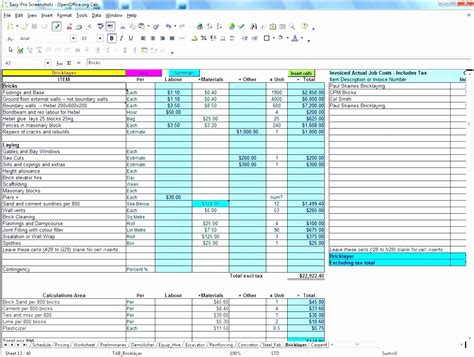 Construction Estimate Excel Template