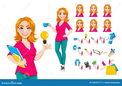 Successful Businesswoman Stands With Arms Crossed Near Arrow Graphs Pointing Up Vector