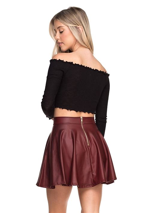 women s clothing skirts women s j2 love faux leather back gold zip mini skater skirt