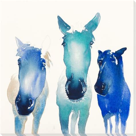 Three Horses Wrapped Canvas Giclee Print Wall Art Wall Decor Artwork