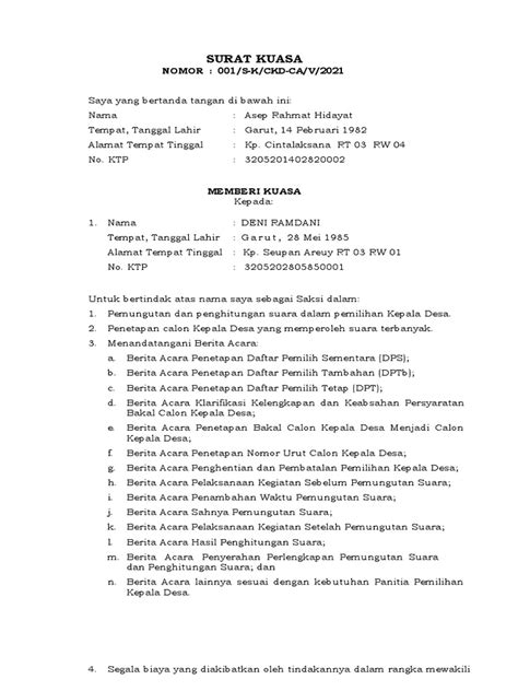 Surat Kuasa Saksi Pdf