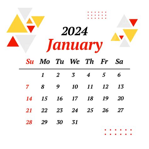 Calendar January Vector January Calendar Monthly Calendar