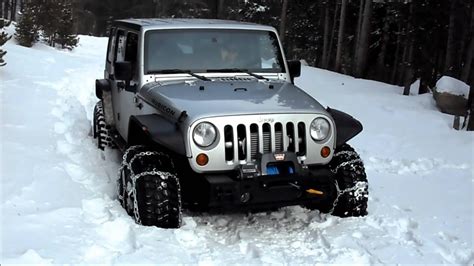 Supercharged Jeep Rubicon Unlimited Testing Snow Chains Youtube