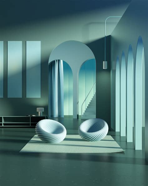 Living Spaces On Behance Futuristic Interior Minimalist Interior