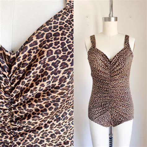Vintage 1980s Leopard Print Swimsuit Sm Ms Tips Minneapolis Mn