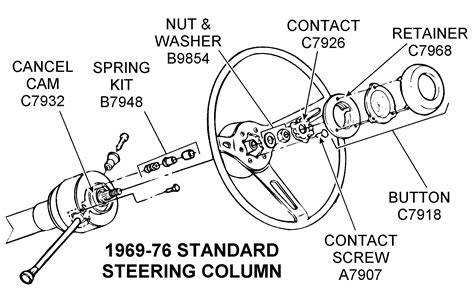 1969 76 Standard Steering Column Diagram View Chicago Corvette Supply